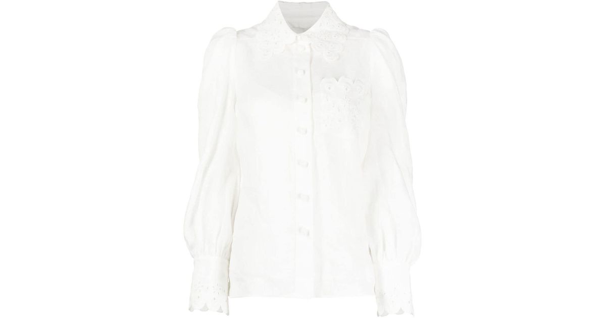 Zimmermann Clover Broderie Anglaise Blouse in White | Lyst