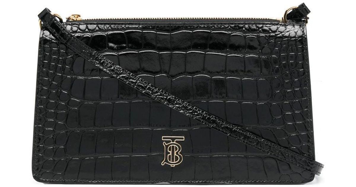 Burberry Tb Leather Pouch in Black Lyst