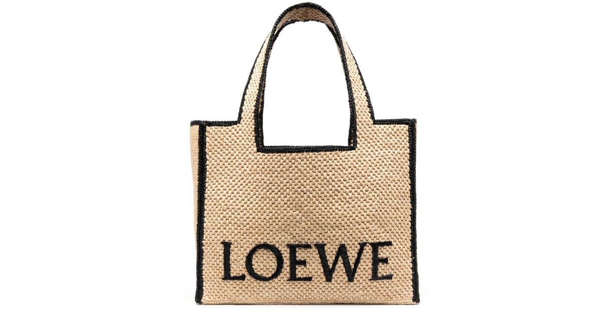 Loewe-Paulas Ibiza Loewe Font Large Raffia Tote Bag in Natural | Lyst UK