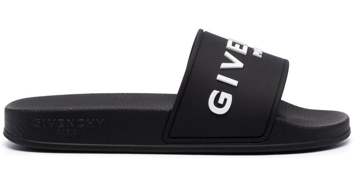 Givenchy Logo Pool Slides in Black | Lyst