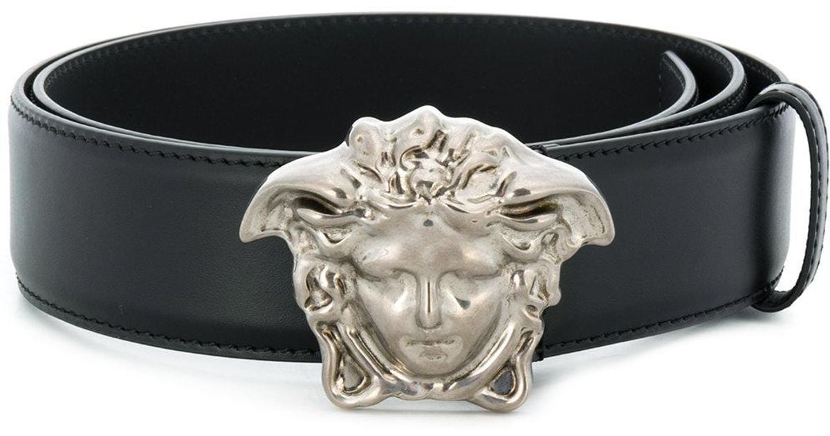 black and silver versace belt
