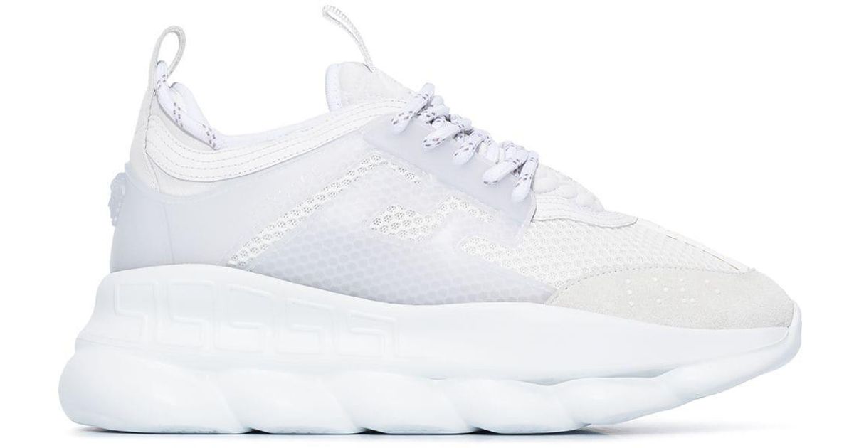 Versace Leather Triple White Chain Reaction Trainers - Save 63% - Lyst