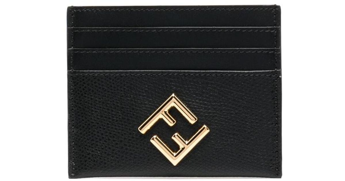 Fendi Ff Diamonds Leather Card Holder in Black | Lyst Australia