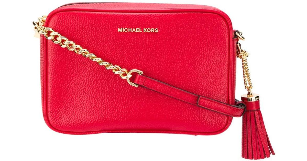 michael kors camera bag red