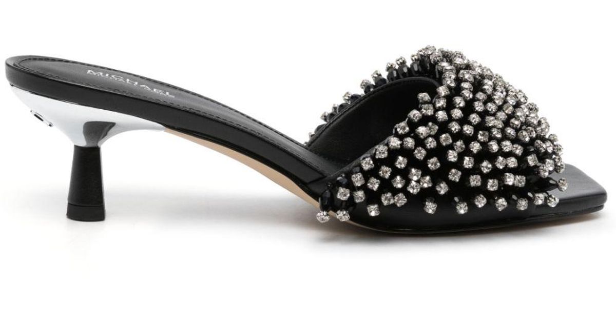 MICHAEL Michael Kors Amal Crystal-embellished Leather Sandals in Black ...