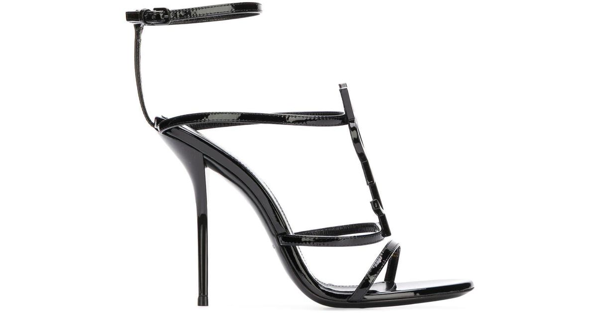 saint laurent black cassandra heeled sandals