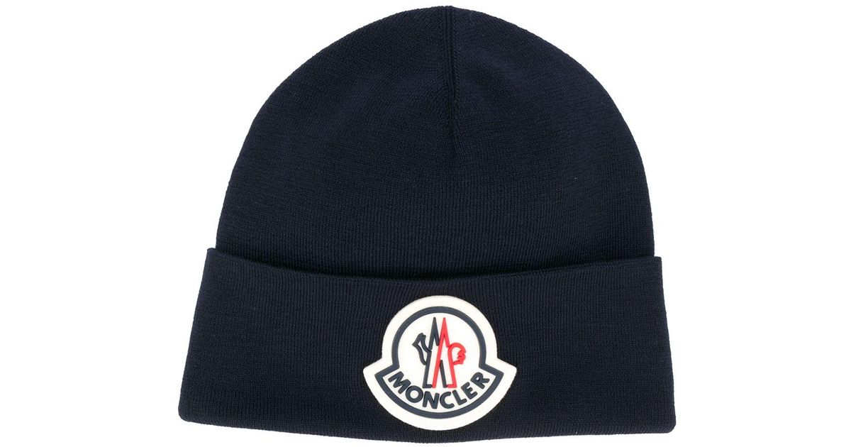 Moncler Wool Oversized Logo Beanie in 