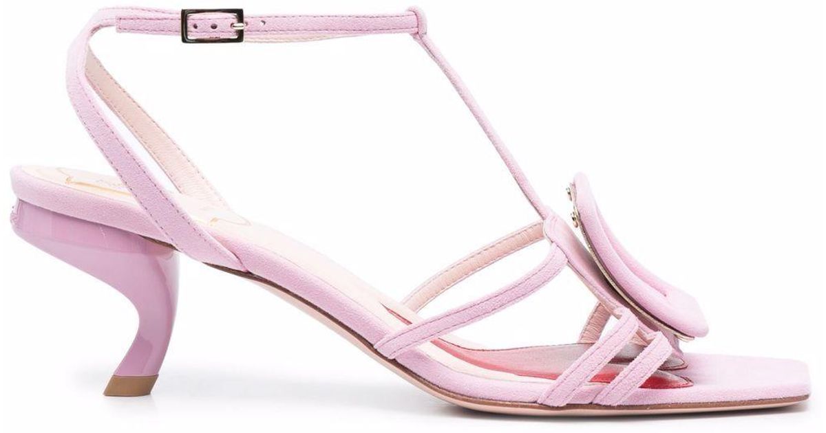 Roger Vivier Virgule Leather Sandals in Pink | Lyst