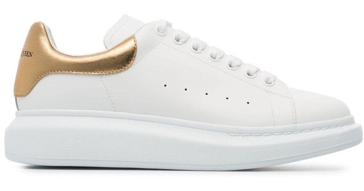 Alexander McQueen Gold Foil Embellished Chunky Leather Sneakers in ...