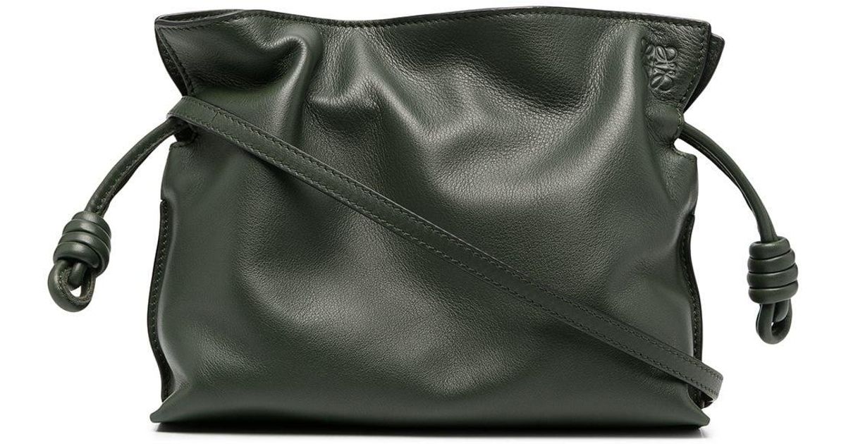 Loewe Leather Mini Flamenco Handbag in Brown (Green) - Lyst