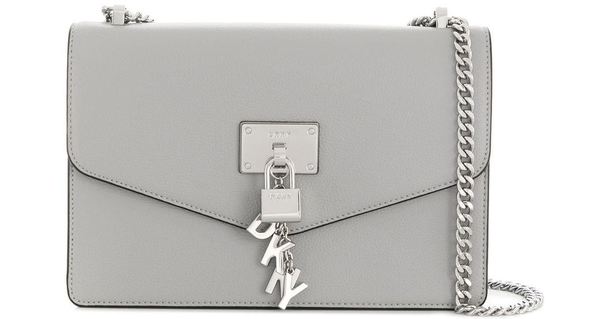 DKNY Leather Elissalg Shoulder Flap in Grey (Grey) Lyst