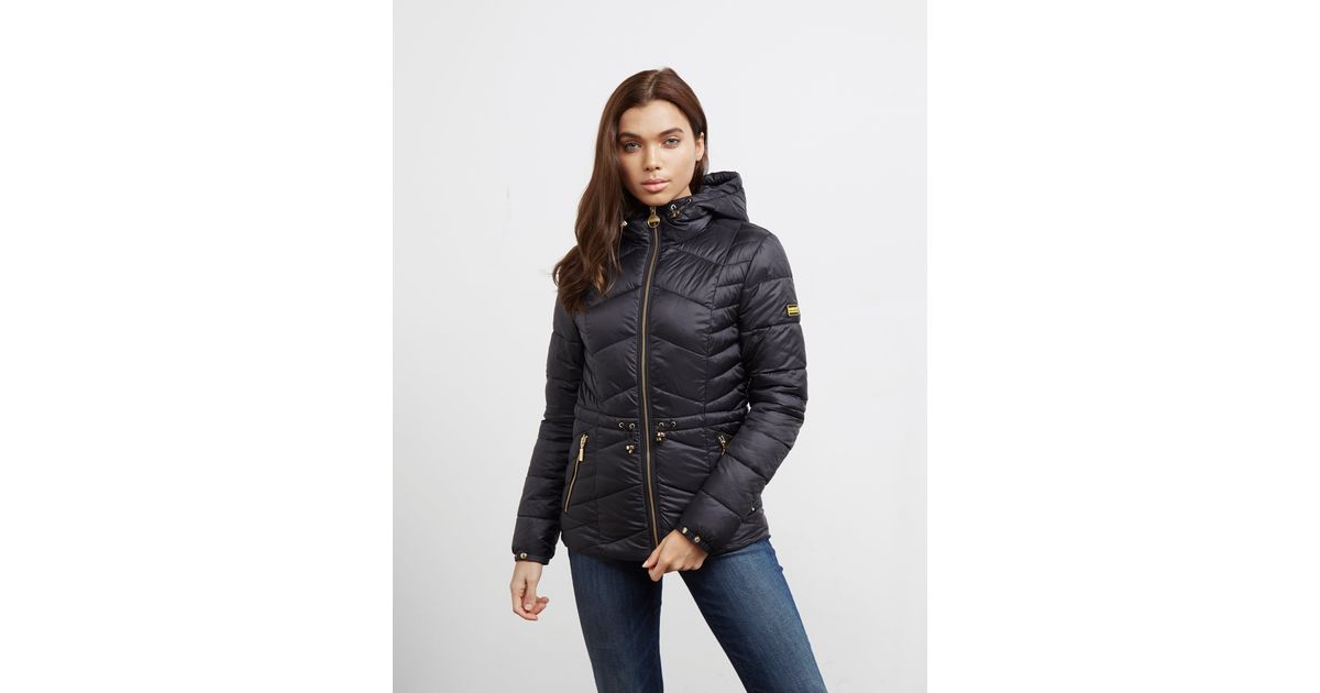 barbour international ace quilted jacket with hood