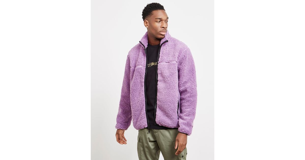 Stussy Sherpa Mock Full Zip Fleece Jacket Purple for Men - Lyst