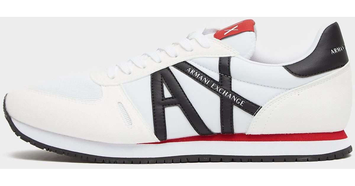 Armani Exchange Suede Ax Runners Trainers in White for Men - Lyst