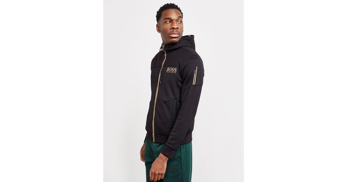 Boss saggy zip through hooded sweatshirt Clearance