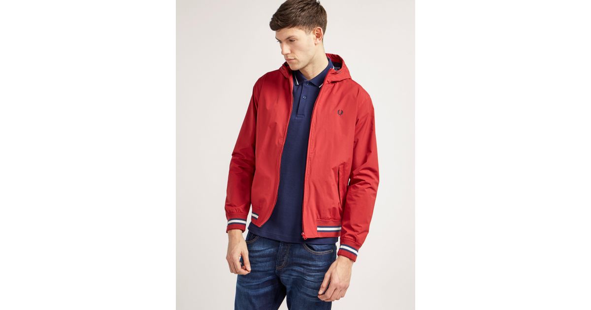 Fred Perry Synthetic Hooded Brentham Jacket in Red for Men - Lyst