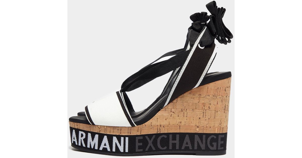 Armani Exchange Tie Wedge Heels Black 