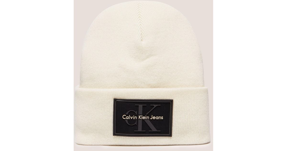 Calvin Klein Reissue Beanie White | Lyst