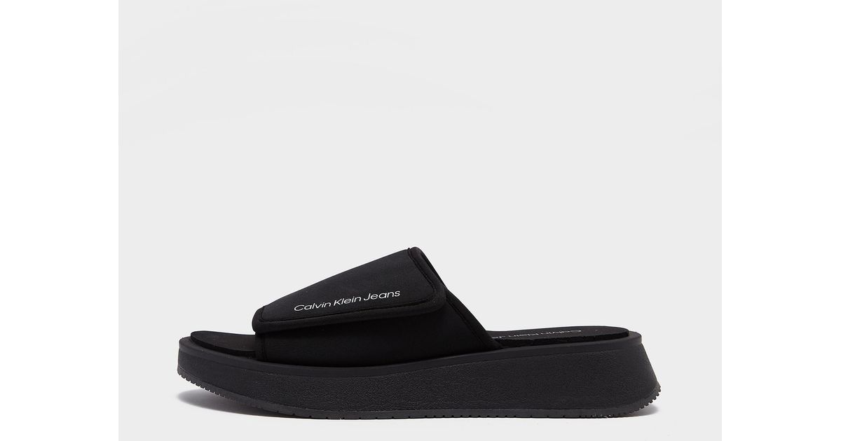 Calvin Klein Denim One-strap Sandals in Black | Lyst