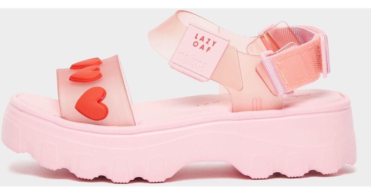 Melissa Synthetic X Lazy Oaf Kick Off Heart Sandals in Pink | Lyst ...