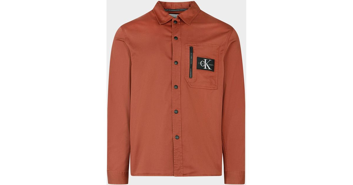 Calvin Klein Denim Utility Overshirt Multi in Orange/Red (Orange) for Men | Lyst UK