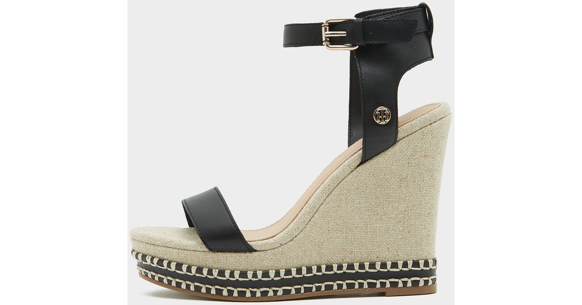 Tommy Hilfiger Synthetic Signature Elevated Wedges in Black | Lyst Canada