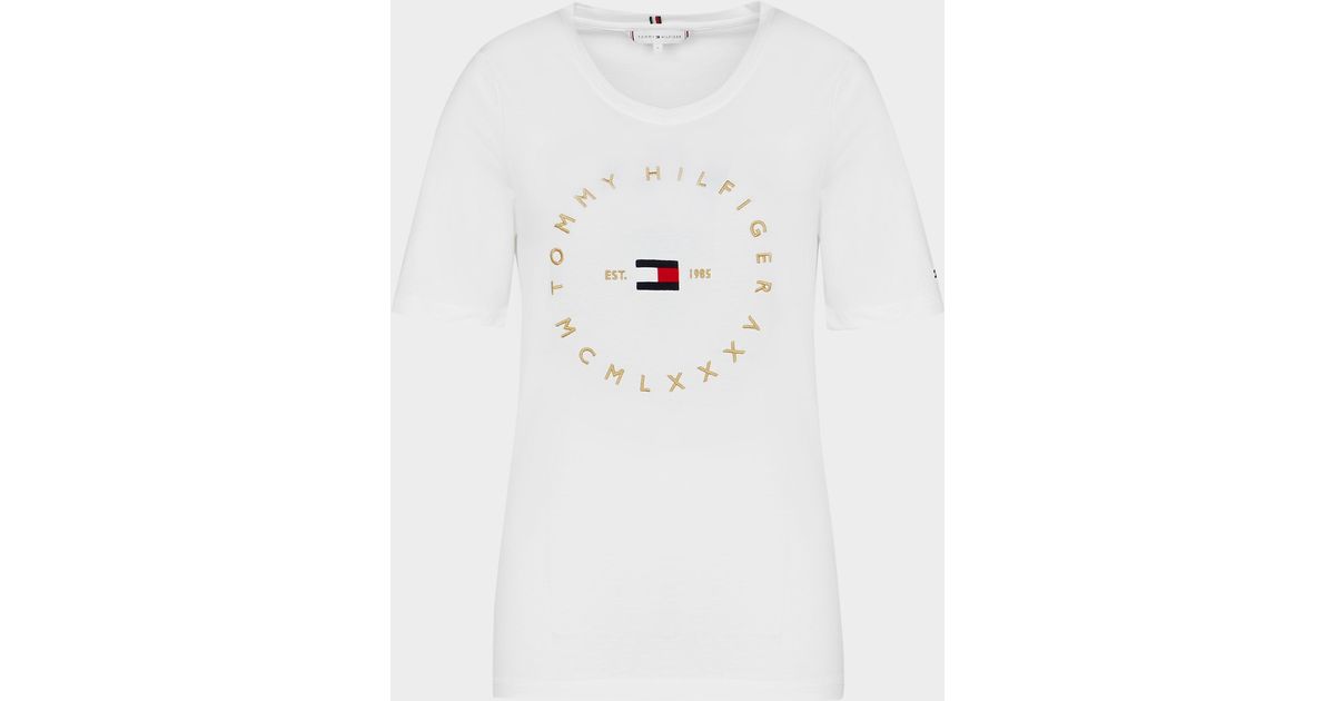 Tommy Hilfiger Circle Logo Tshirt in White Lyst
