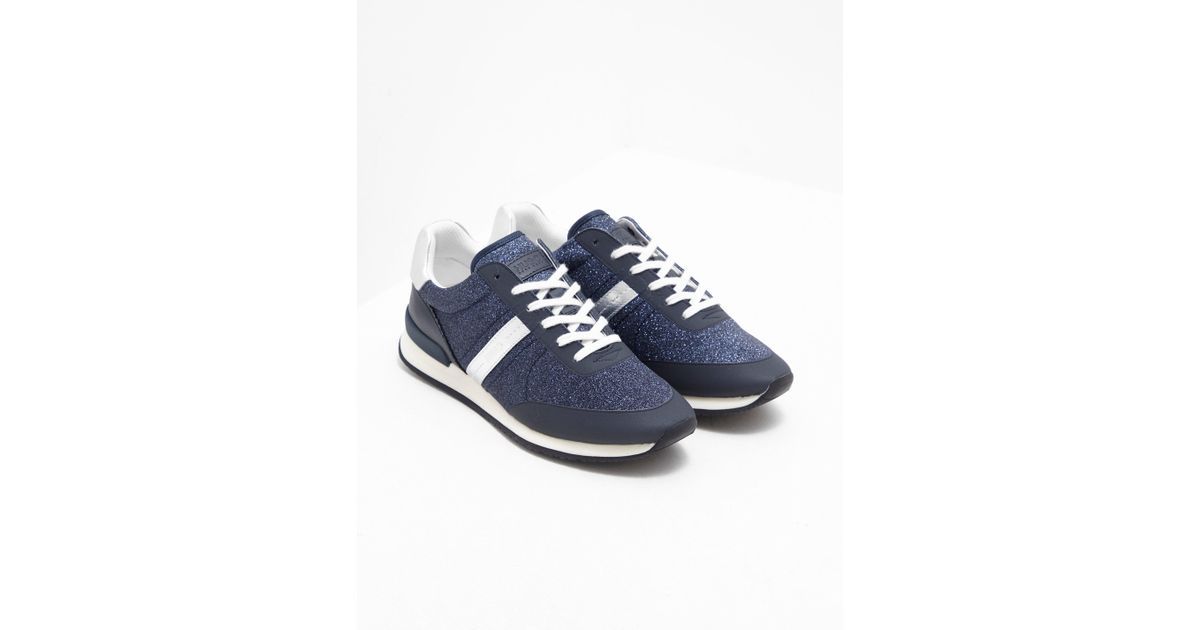 HUGO Leather Adrienne Trainers Blue - Lyst
