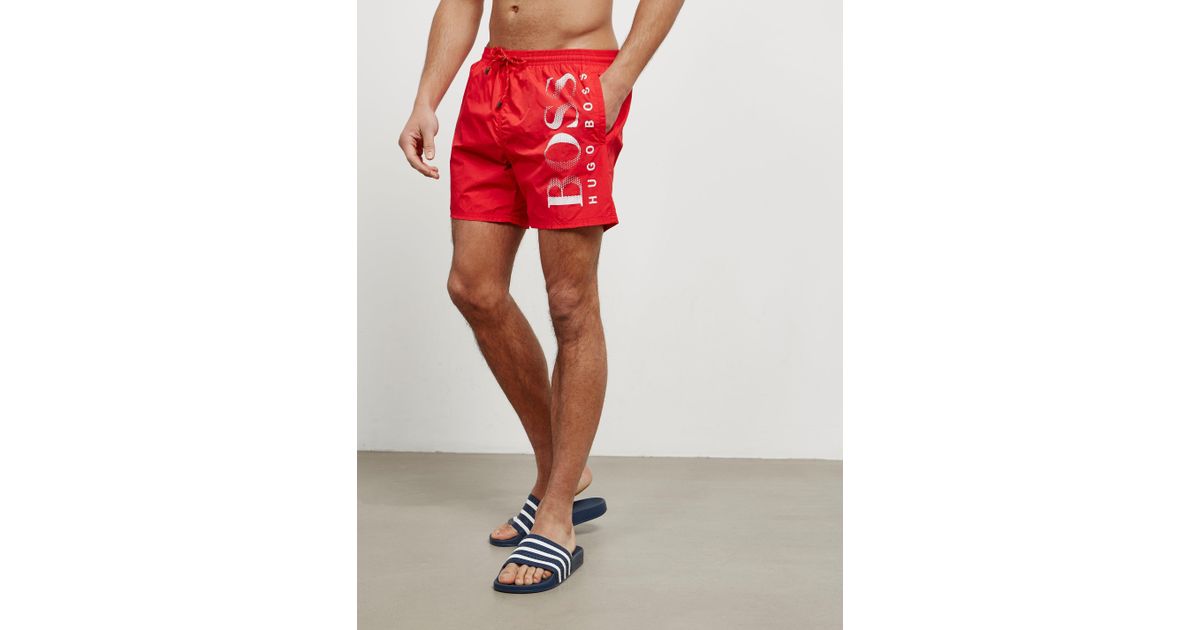 hugo boss swim shorts red