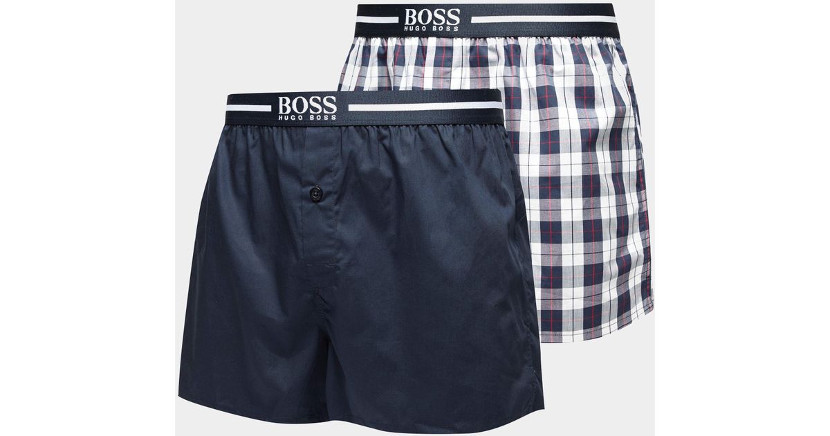 BOSS by Hugo Boss Cotton Mens 2-pack Woven Boxer Shorts - Online Exclusive  Navy Blue for Men - Lyst
