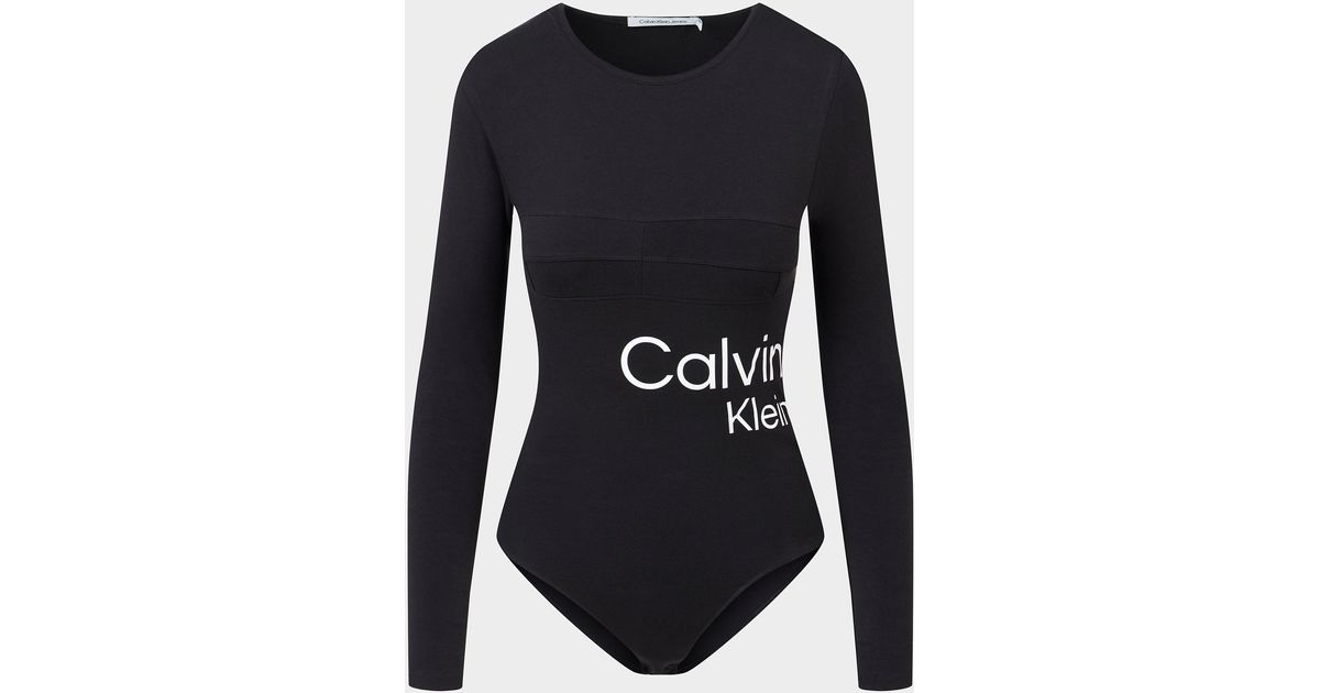 Calvin Klein Denim Corset Bodysuit in Black Lyst Canada