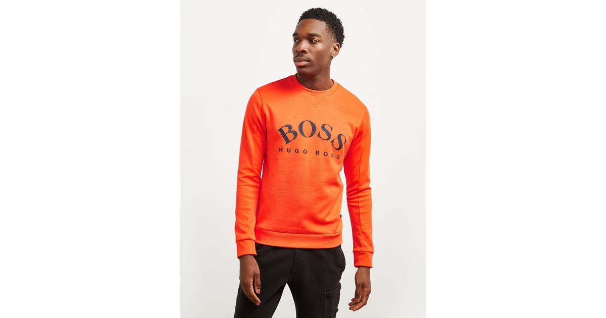 BOSS by HUGO BOSS Salbo Curve Crew Sweatshirt Orange for Men | Lyst  Australia