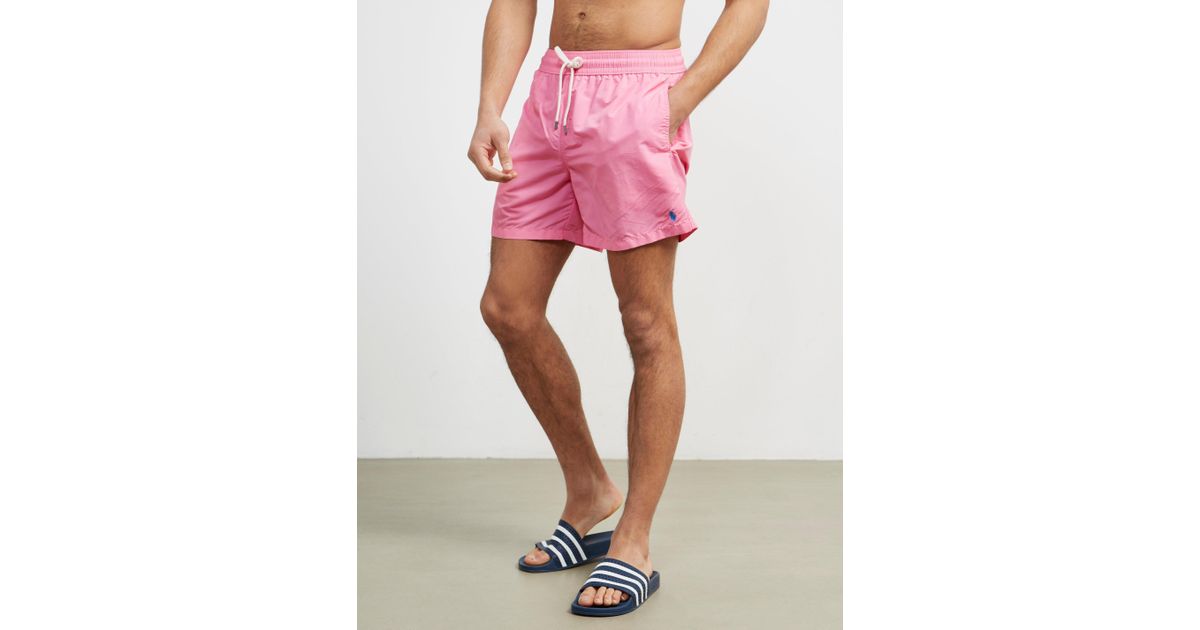 mens pink ralph lauren swim shorts
