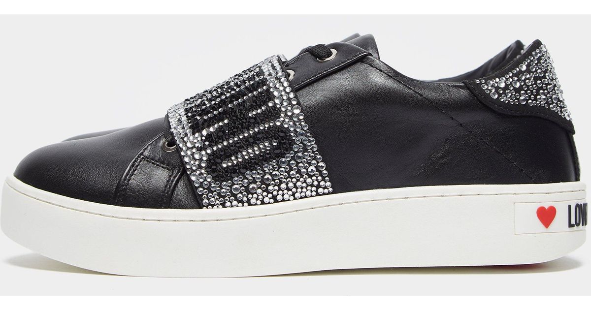 love moschino crystal strap trainers