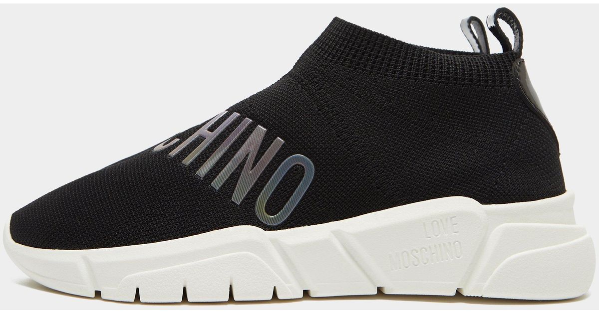 love moschino iridescent sock trainer