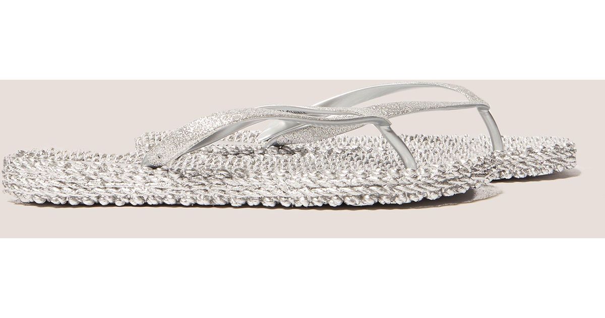silver sparkle flip flops