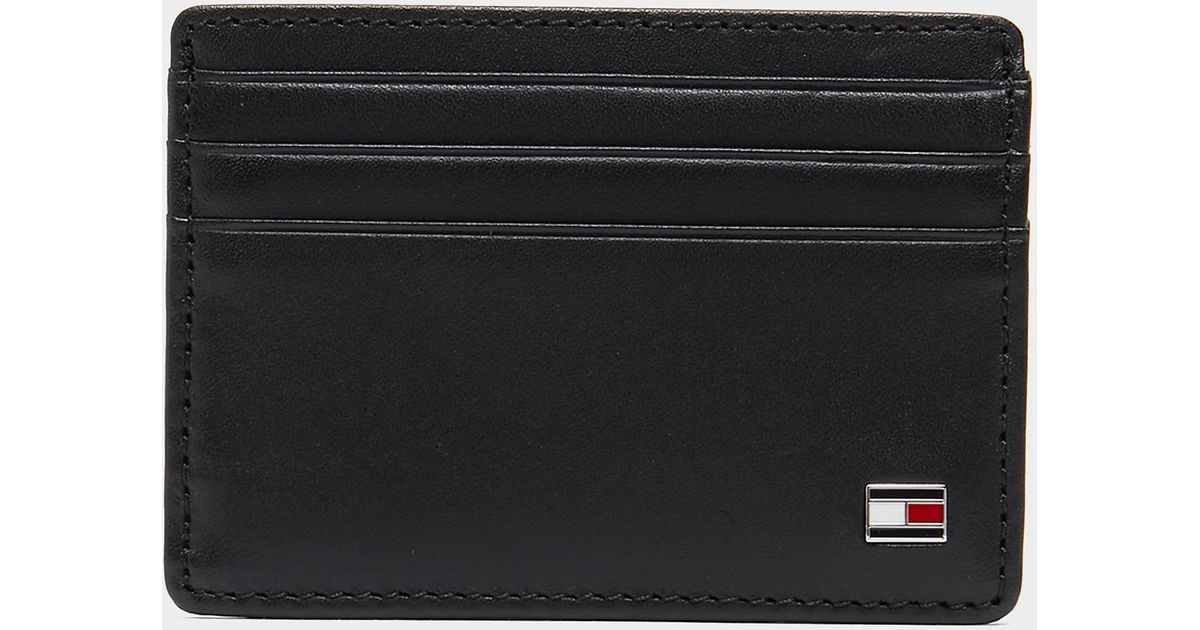 Tommy Hilfiger Leather Eton Flag Card Holder Black for Men Lyst