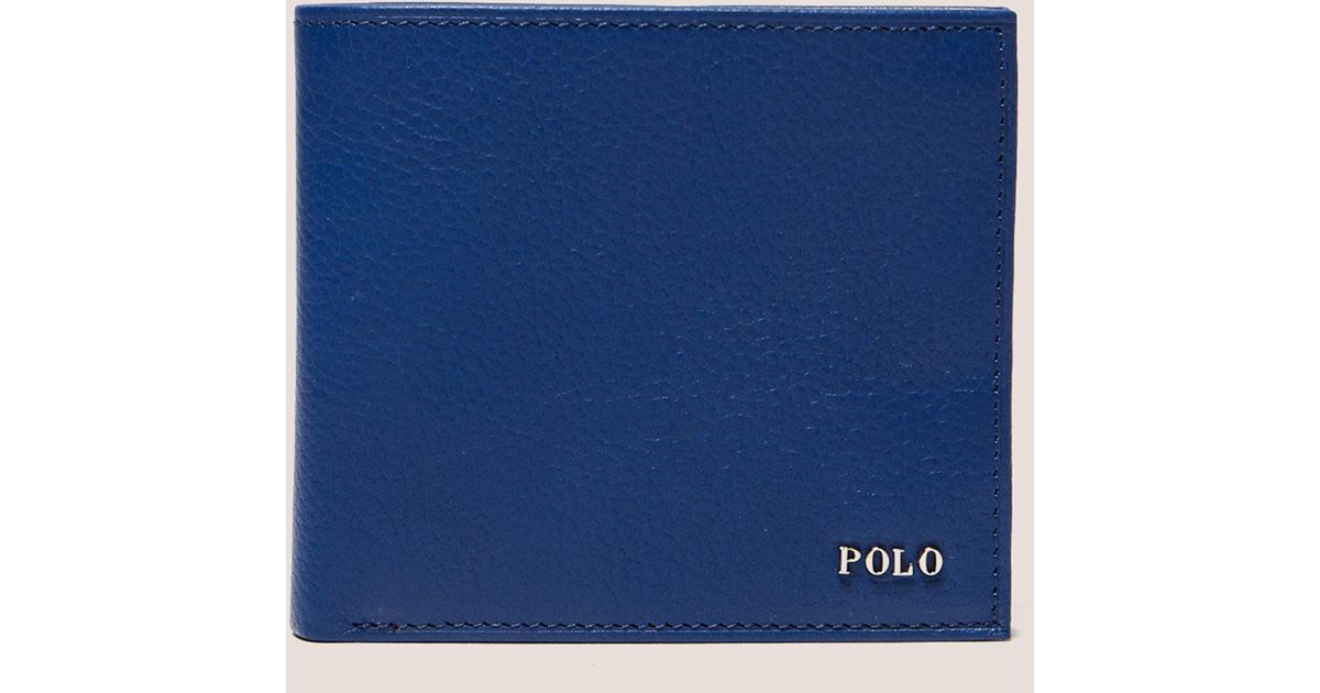 Polo Ralph Lauren Leather Billfold Wallet in Blue for Men | Lyst
