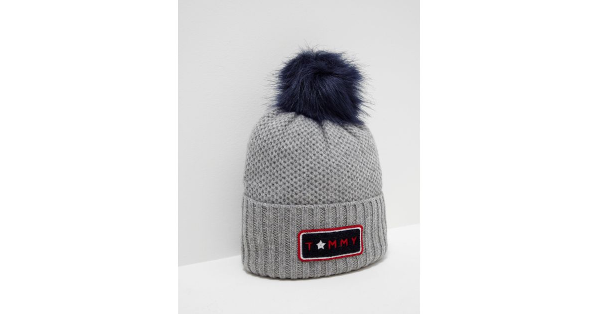 tommy hilfiger pom pom beanie