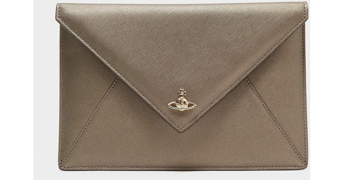 vivienne westwood grey envelope clutch bag