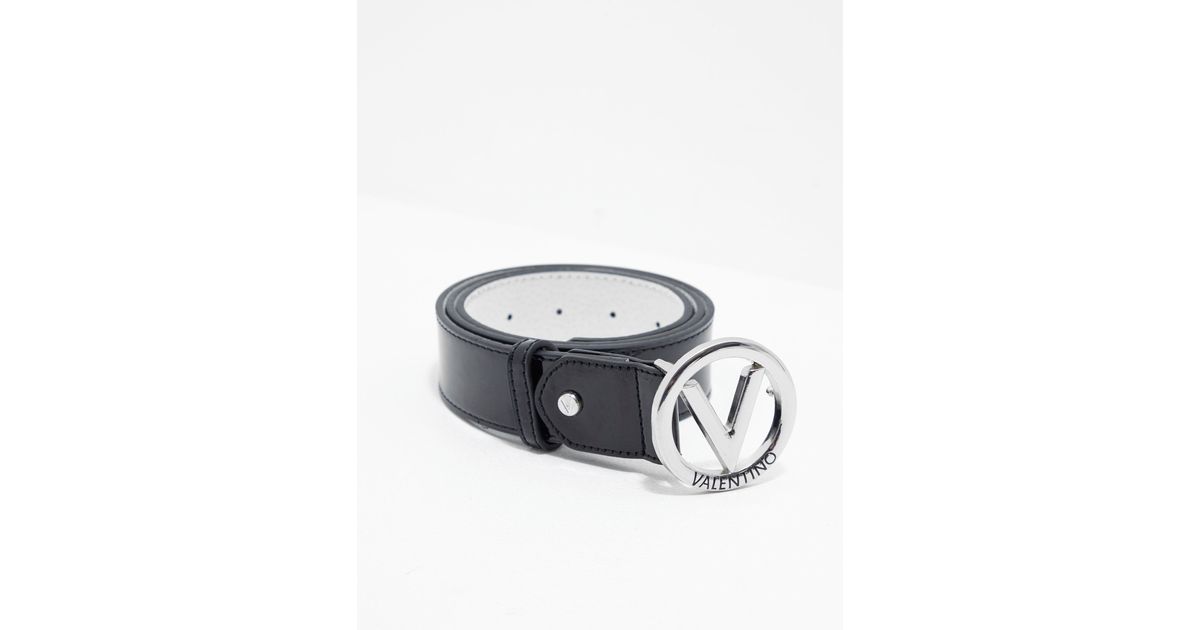 Valentino By Mario Valentino Leather Round Belt Black - Lyst