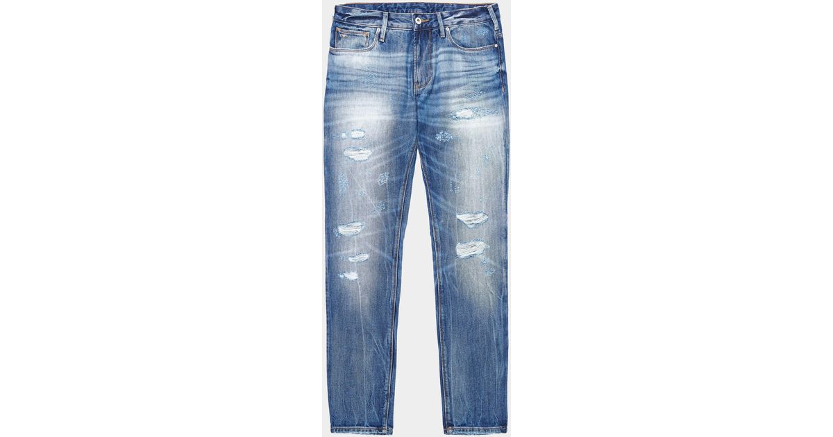 Emporio Armani Denim J06 Ripped Jeans Blue for Men | Lyst