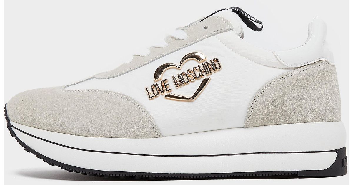 Love Moschino Leather Wedged Trainers in White Lyst Australia