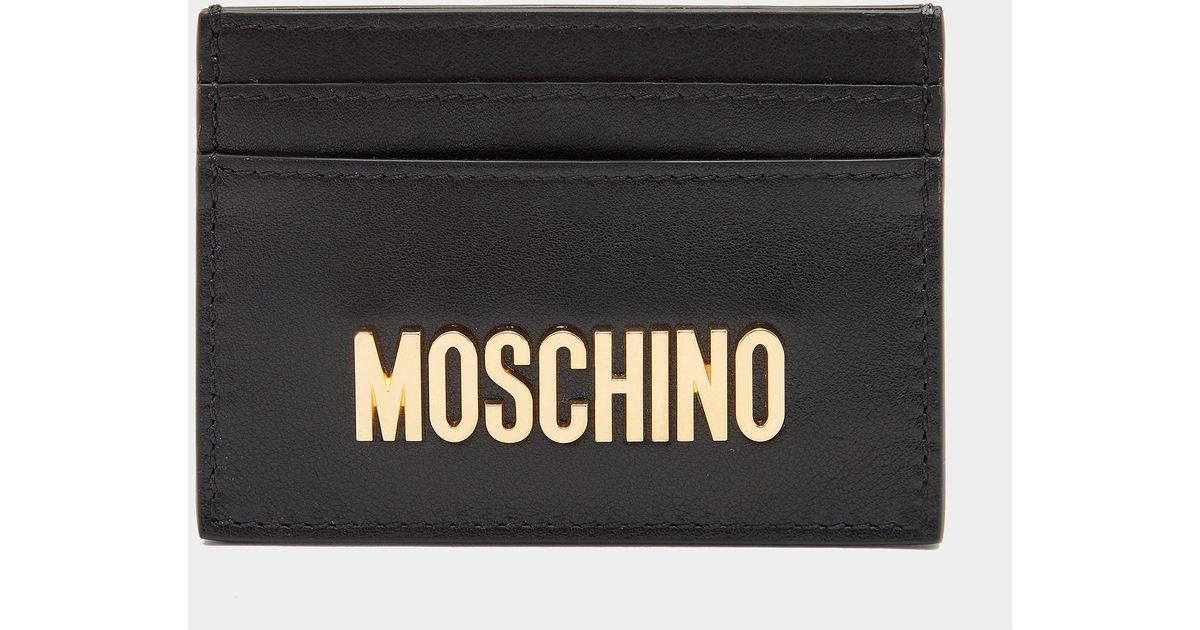 Moschino Logo Leather Card Holder in Black for Men | Lyst