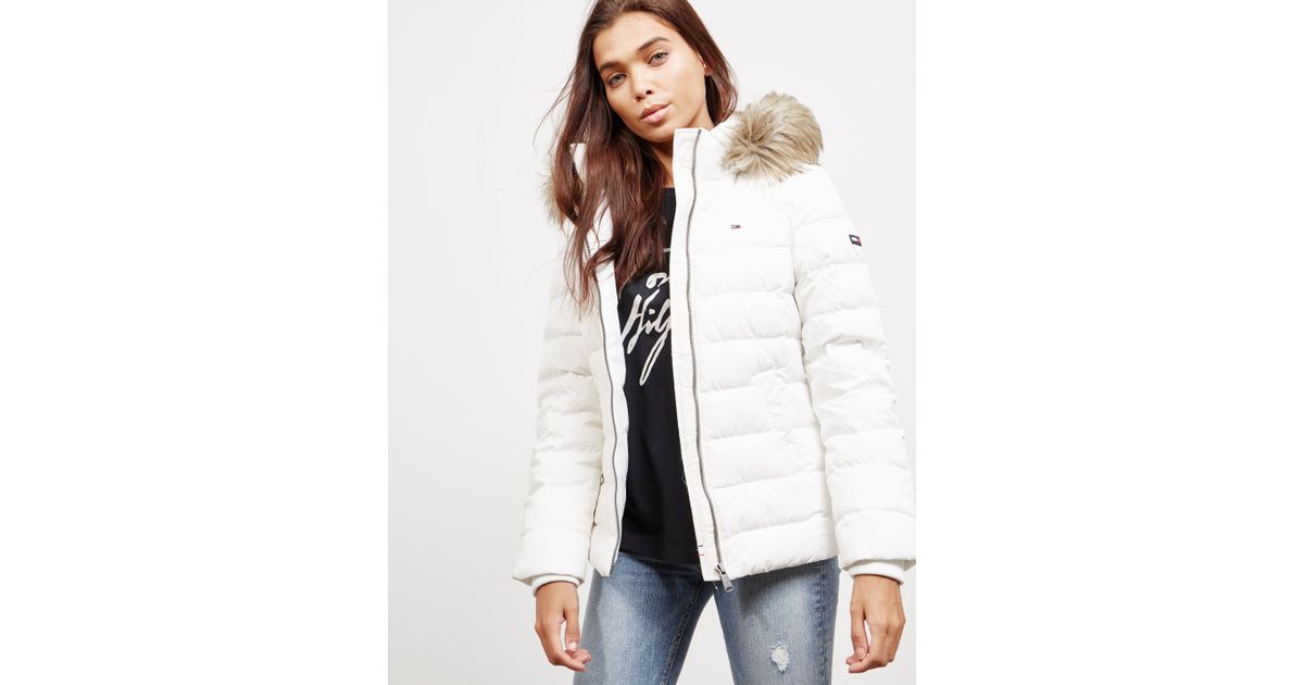 tommy hilfiger white coat womens