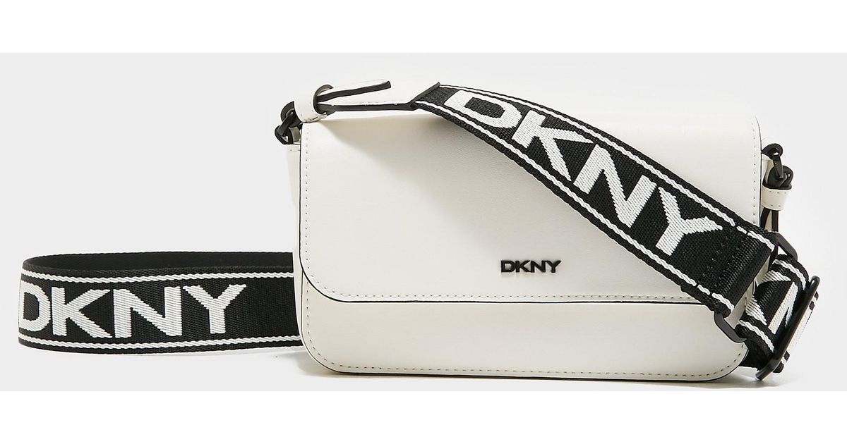 DKNY Leather Winona Logo Strap Crossbody Bag in White Lyst