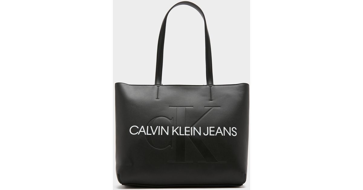 Calvin Klein Monogram Tote Bag in Black | Lyst