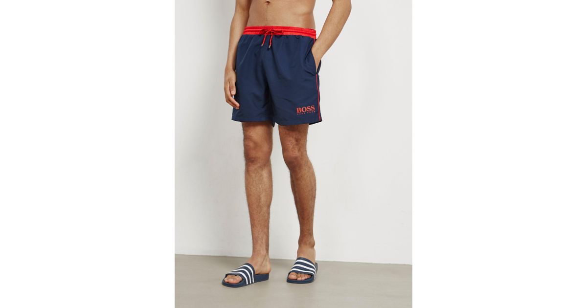 hugo boss navy swim shorts