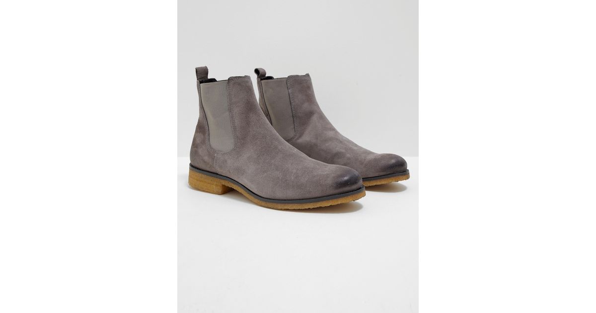 Woden Suede Charles Boot Grey in Gray for Men - Lyst