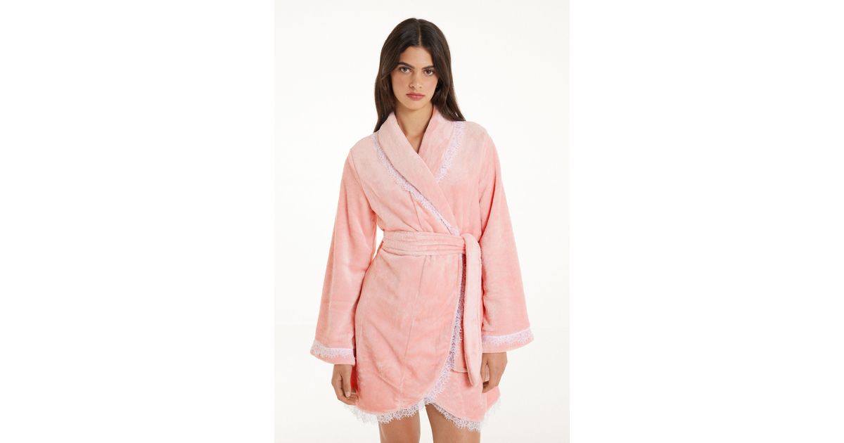 Vestaglia Manica Lunga in Pile e Pizzo di Tezenis in Rosa | Lyst